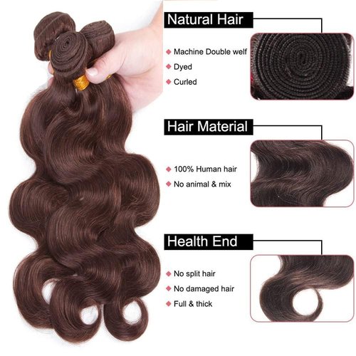 Condescension Human Hair Bundles 18 20 22 Inch Brown 4 Body Wave Bundles Human Hair Unprocessed Brazilian Virgin Hair for Black Women