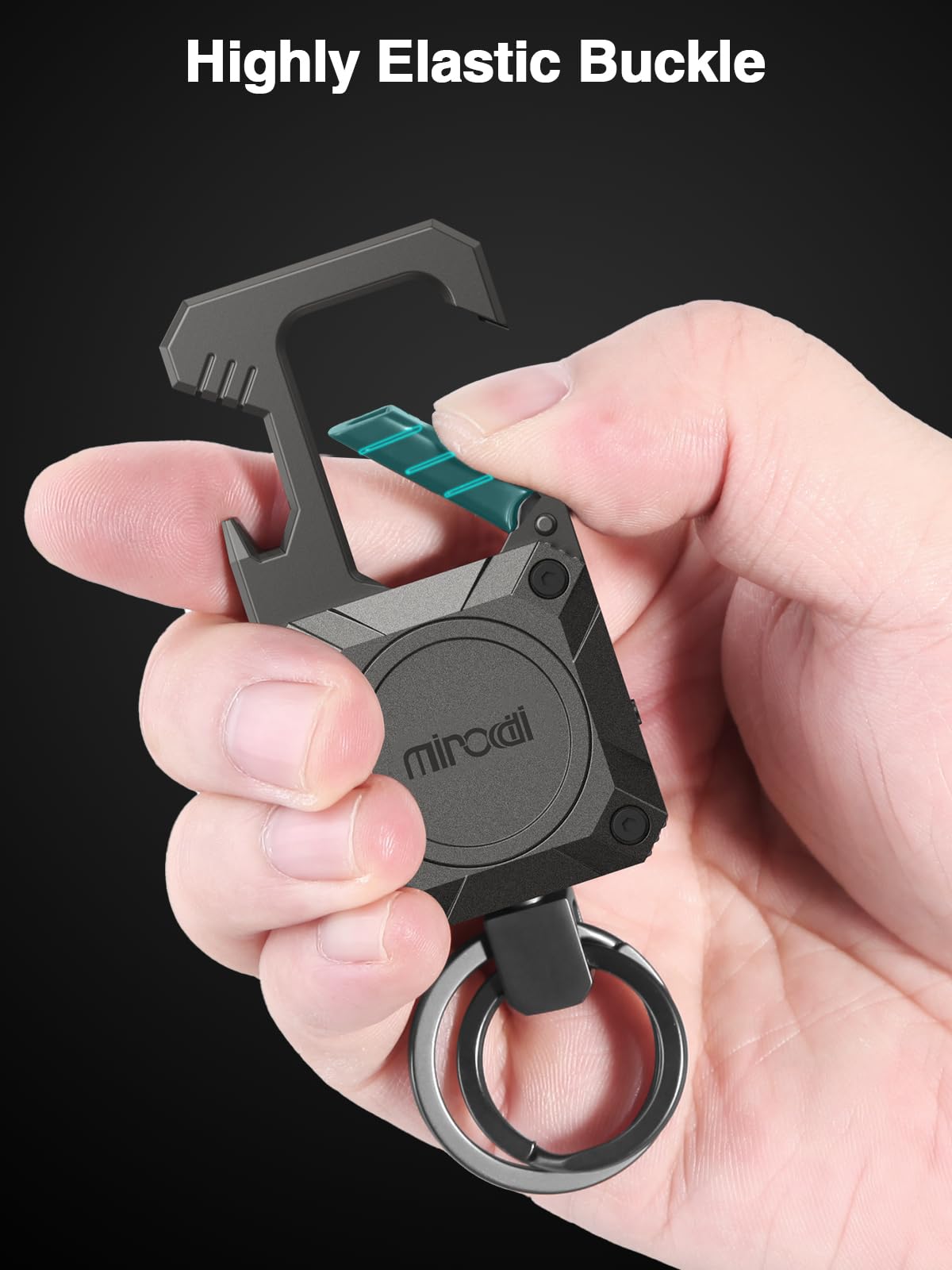 Miroddi Keychain Tracker, Men's Key Chain Works with Find My(iOS Only), Heavy Duty Keychain Carabiner Bottle Opener, Car Key Chains with Finder, Anti-lost Keyrings Tracker, Rechargeable, Gunmetal