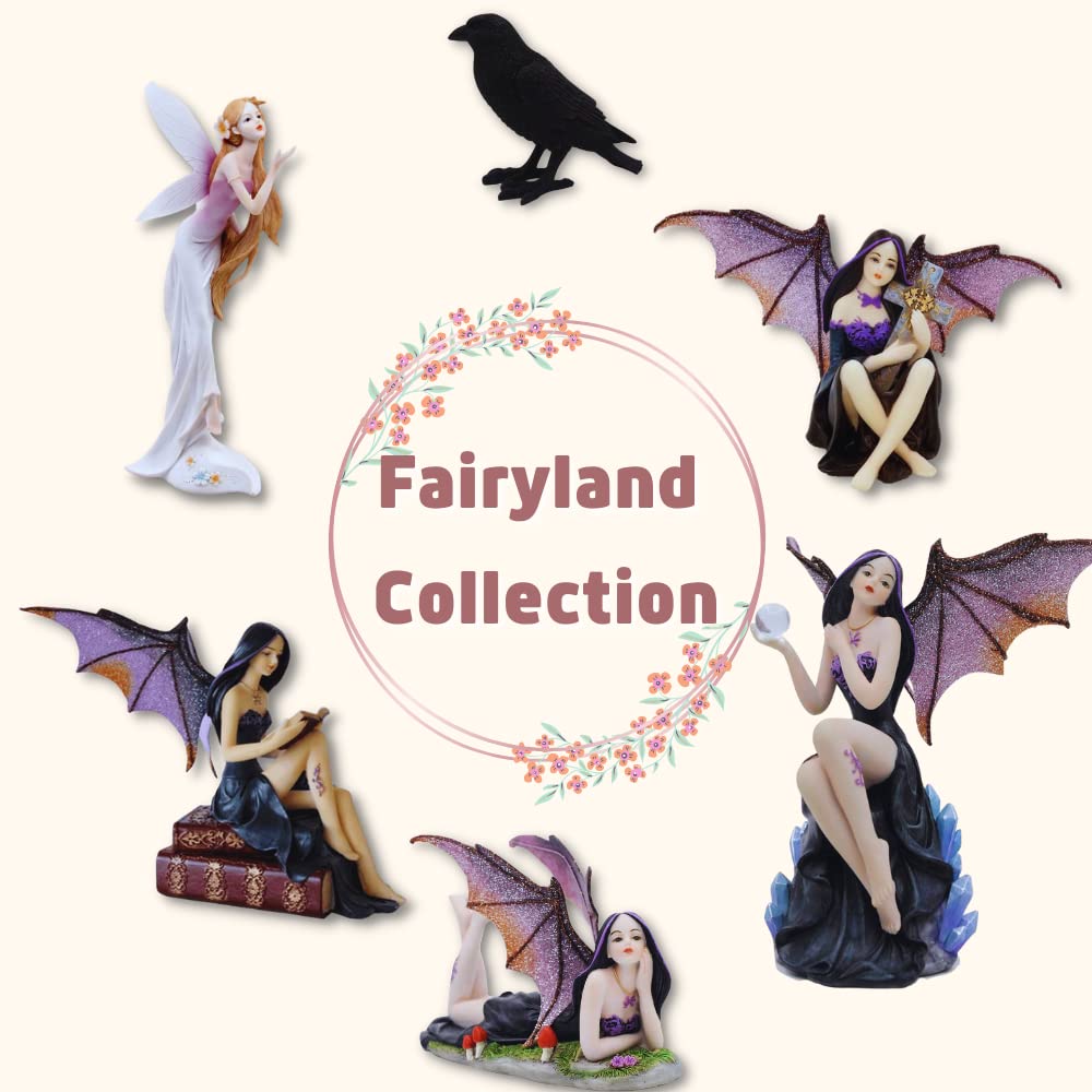 Comfy Hour 7" Dark Fairy Sitting on Skull Figurine, Gothic Fantasy Statue with Mystical Wings, Unique Home Office Desktop Decor Accent, Polyresin Artisan Crafted Sculpture, 1 Unit