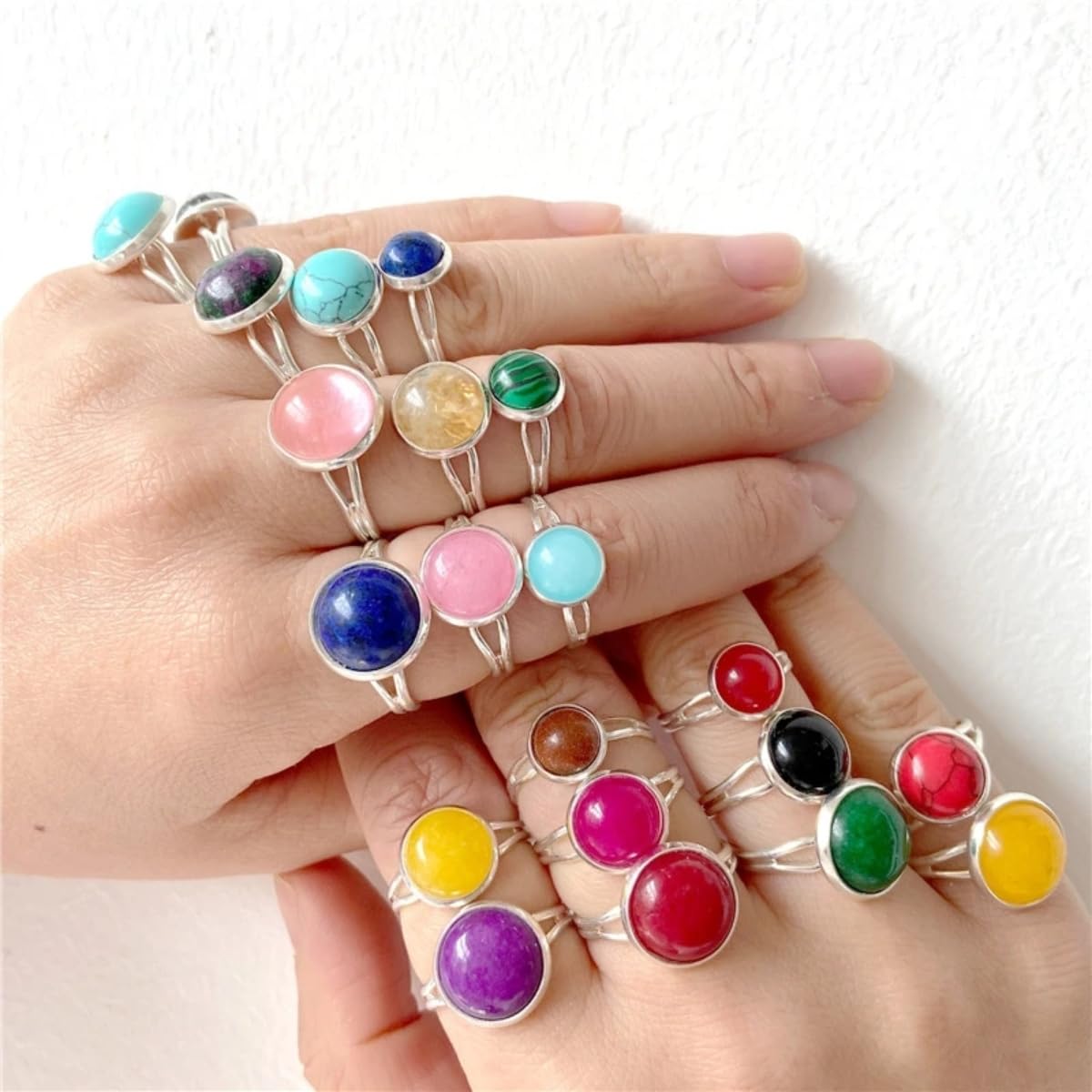 20pcs 12mm Natural Stone No Hole Rose Quartz Semicircle Smooth Cabochons Beads Healing Chakra Crystal Stone Bead for Jewelry Making Rings Earrings Necklace Bracelet DIY Crafts