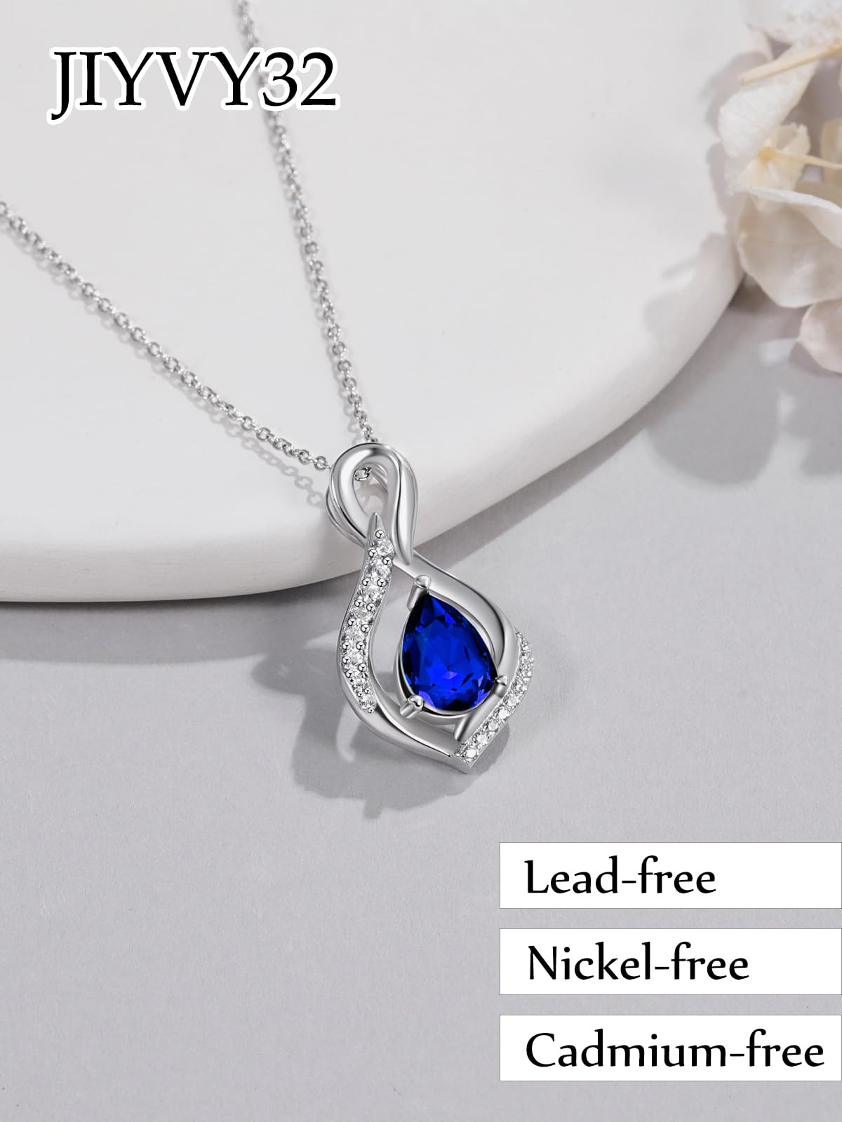 JIYVY32 Sapphire Infinity Necklace for Women September Birthstone Necklaces White Gold Plating Anniversary Birthday Gifts for Wife Her Mom Girlfriend Birthstone Jewelry Gifts for Women