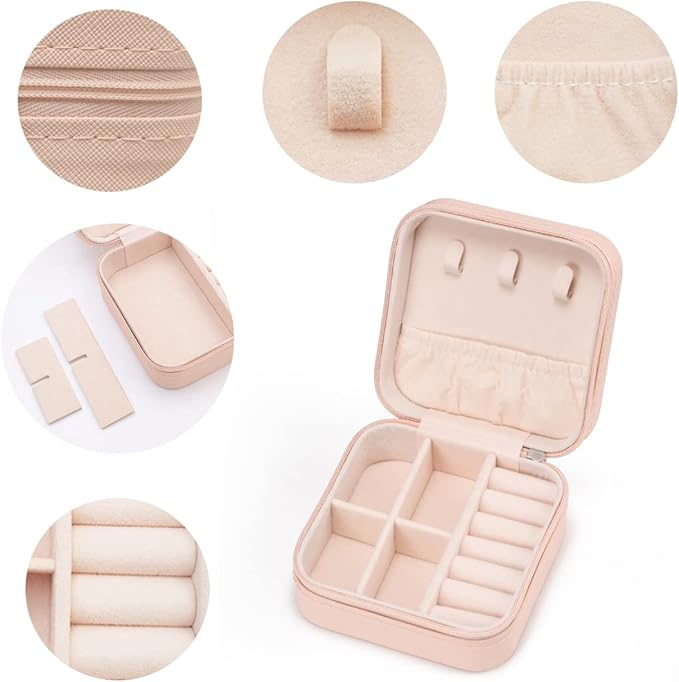3pack/PU Leather Travel Jewelry Case, Mini Jewelry Box, Small Jewelry Organizer Portable Display Storage Case for Rings Earrings Necklace Bracelet Bangle, for Girls Women (3 Color)