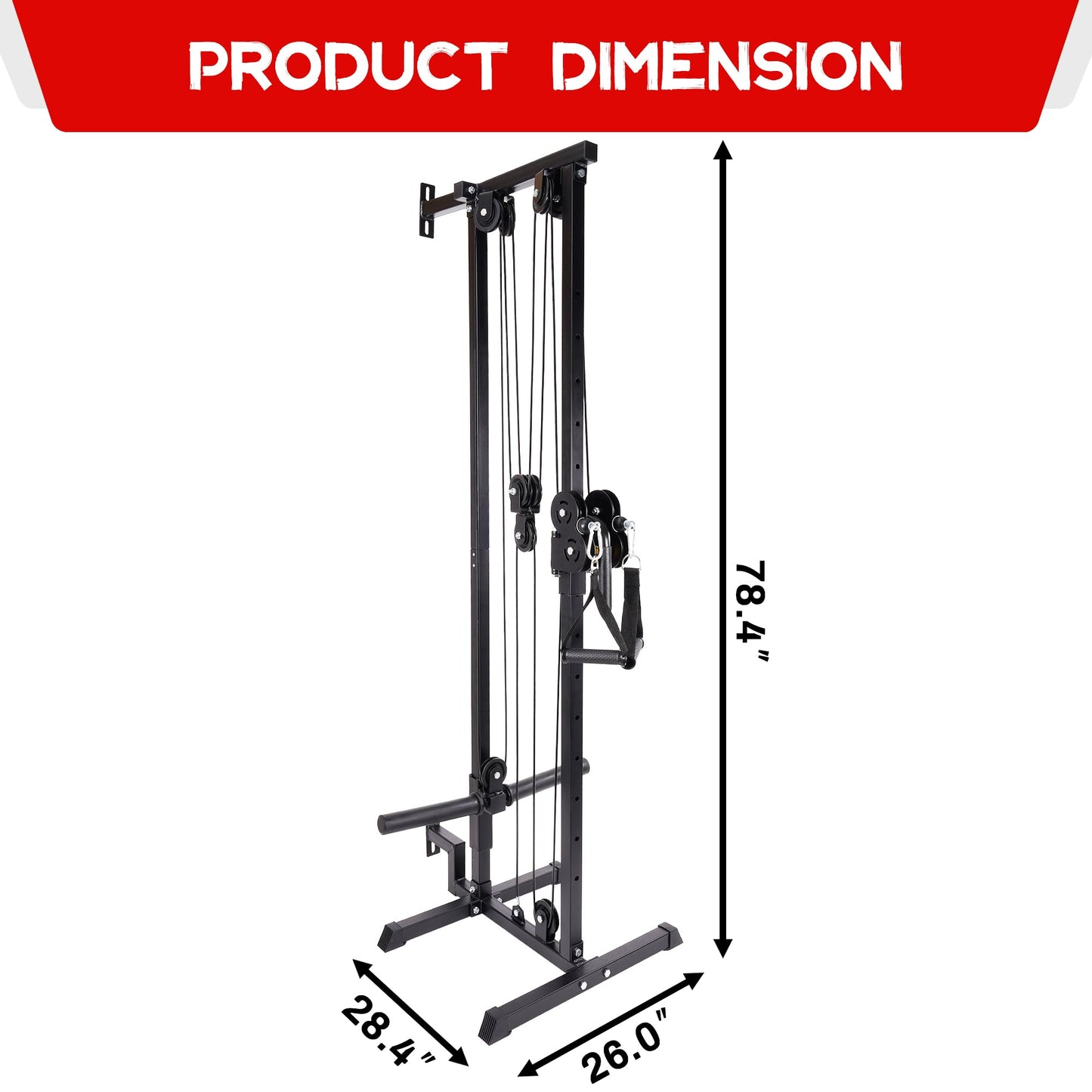 Signature Fitness Fitvids Wall Mount Cable Station with Adjustable Dual Pulley System Pull Down Fitness Station – Sports Training – M300 – Black