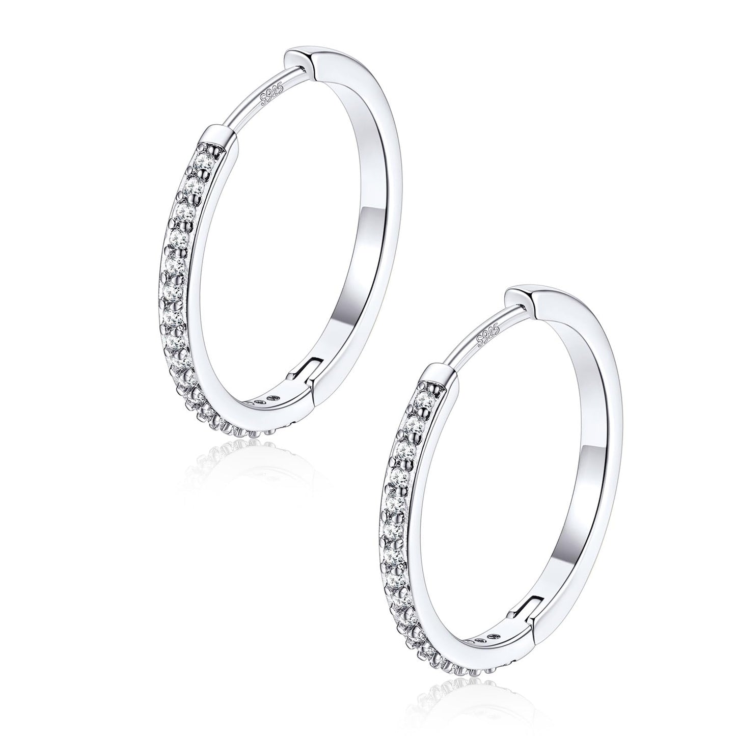 FaithHeart Cubic Zirconia Hoop Earrings for Women, Silver Hypoallergenic Huggie Hoop Earrings, Small Cartilage Earrings for Women 18mm, Send Gift Box