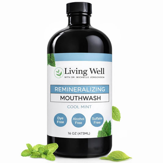 Living Well with Dr. Michelle Cool Mint Remineralizing Mouthwash | Hydroxyapatite & Colloidal Silver Formula | Alcohol-Free | Fluoride-Free Mouth Rinse