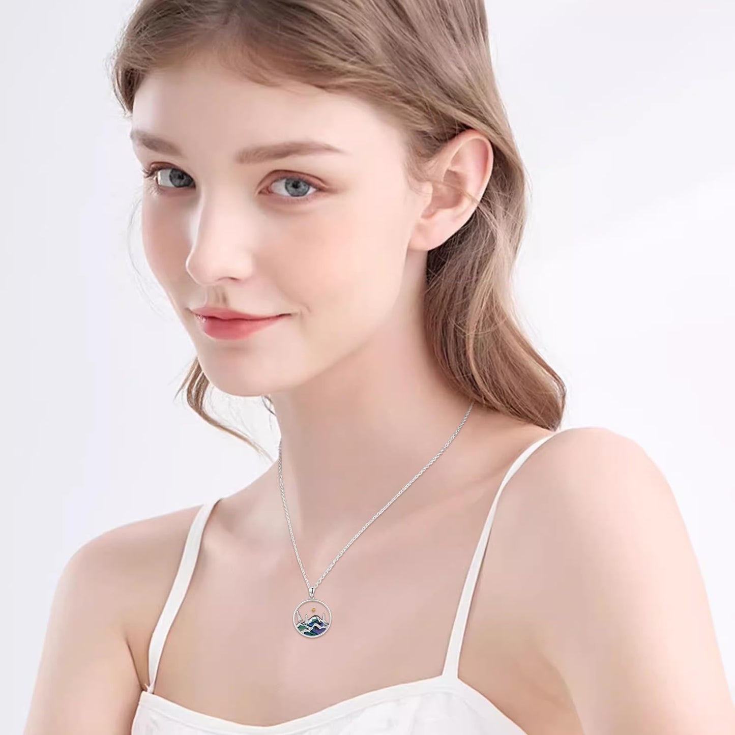 Suiknsn Mountain Necklace 925 Sterling Silver Faith Mustard Seed Pendant Necklace Outdoor Hiking Jewelry Gifts for Women Girlfriend