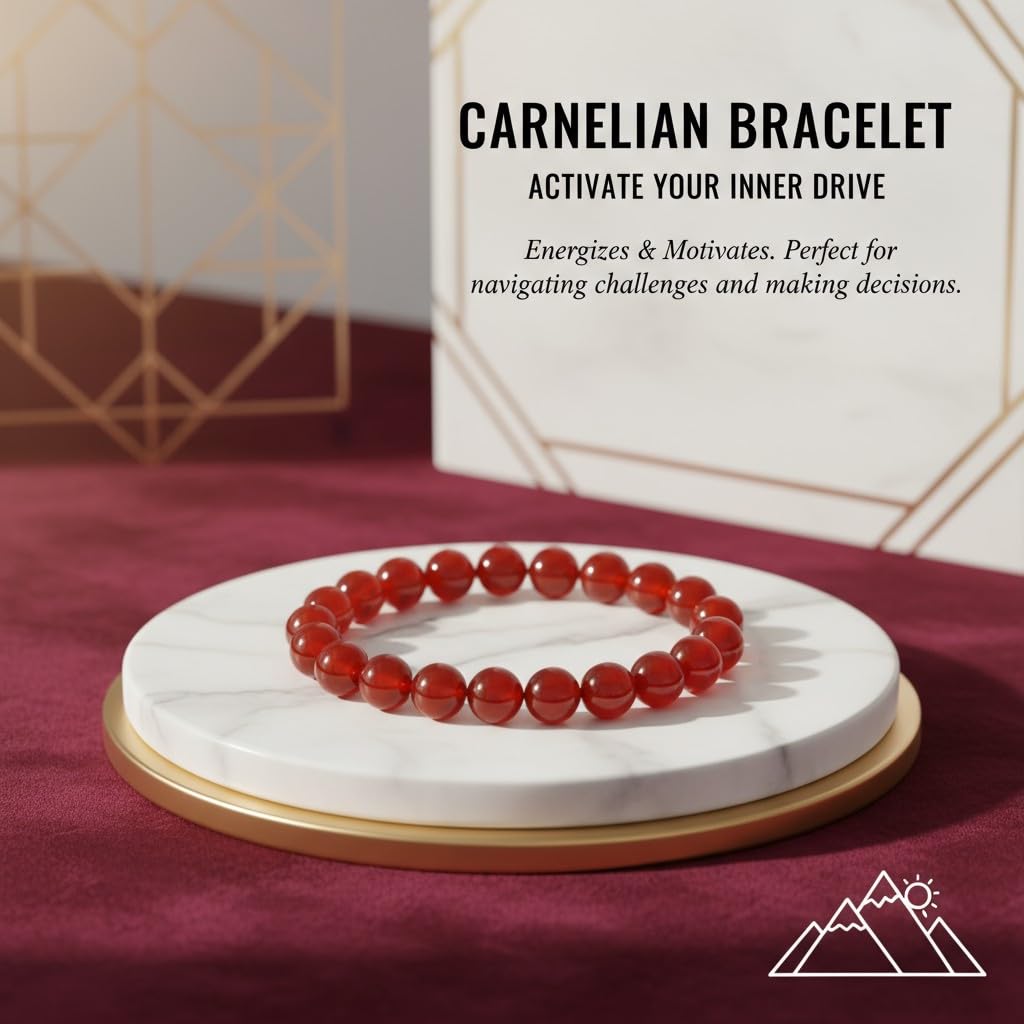 7.The Vida Handmade AAA+ Quality Crystal Stretch Elastic Bracelet - Nature Gemstone - Crystal of Carnelian 10mm - Jewelry Gift - Holiday Gift - For Women & Men