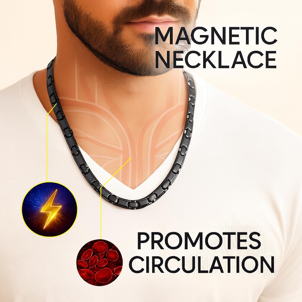 38® Titanium Magnetic Field for Pain Cross Necklace for Men Large Width Germanium Field Therapy Father's Day Christmas Gift (20(in), Black)