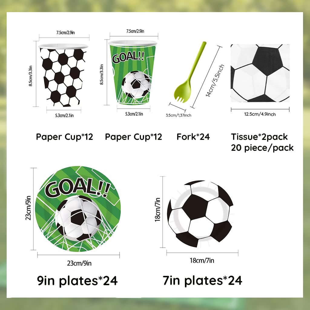 167 Pcs Soccer Party Decorations Birthday Kit Soccer Theme Party Supplies Set Serves 24 Guests Banners Balloons & Cake Toppers Indoor Outdoor Decor