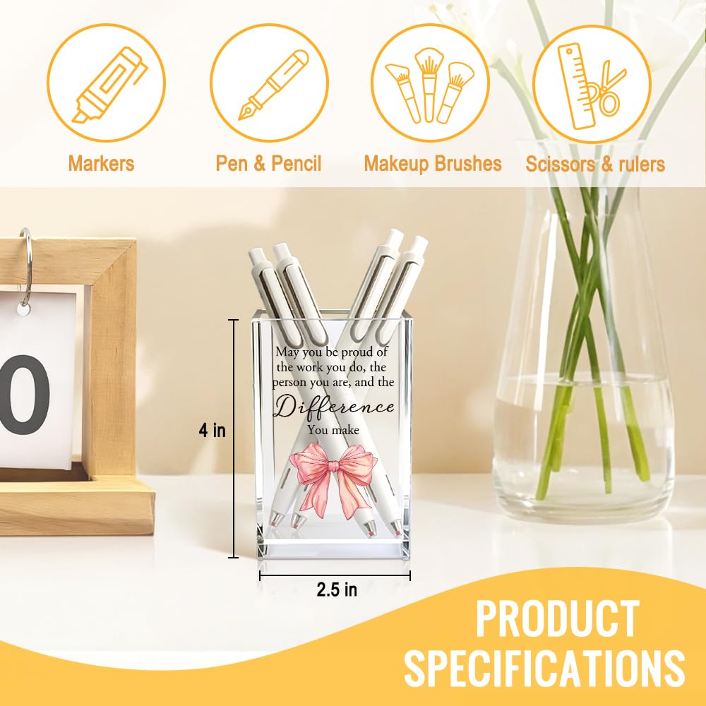 Mhfpl May You Be Proud Of The Work You Do Acrylic Cosmetic Pencil Pen Holder Cup, Graduation Gifts for College Student Daughter Niece Girl, Appreciation Retirement Gifts for Coworker Boss Leader Lady