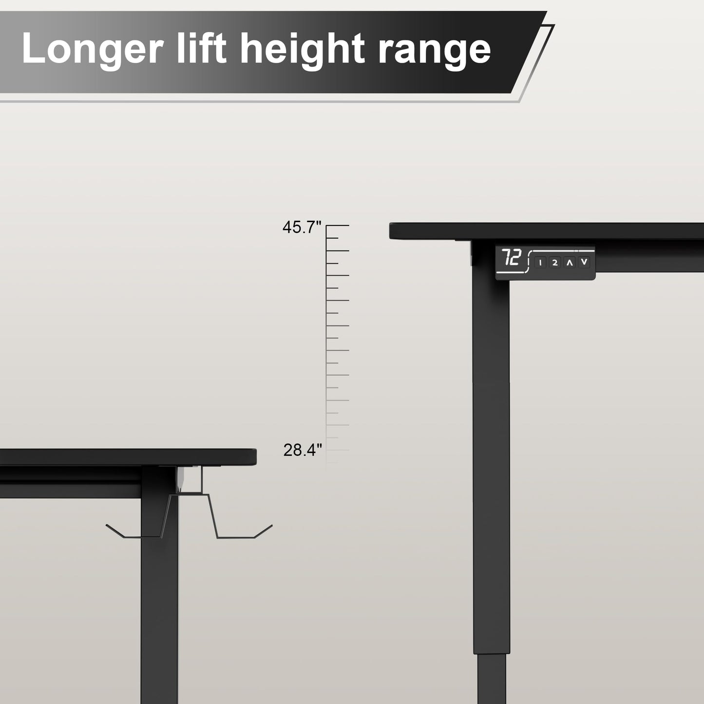 Shahoo L-Shaped Corner Standing Desk, Electric Height Adjustable Table, Home Office Workstation, 63 x 55 Inch, Black