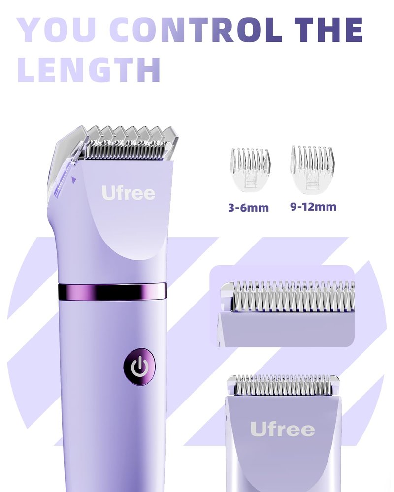 Ufree Bikini Trimmer Electric Razors for Women, Ceramic Blade Body Hair Trimmer, IPX7 Waterproof Rechargeable Lady Shaver, Personal Groomer for Legs & Pubic Hair, Gifts for Women, Purple