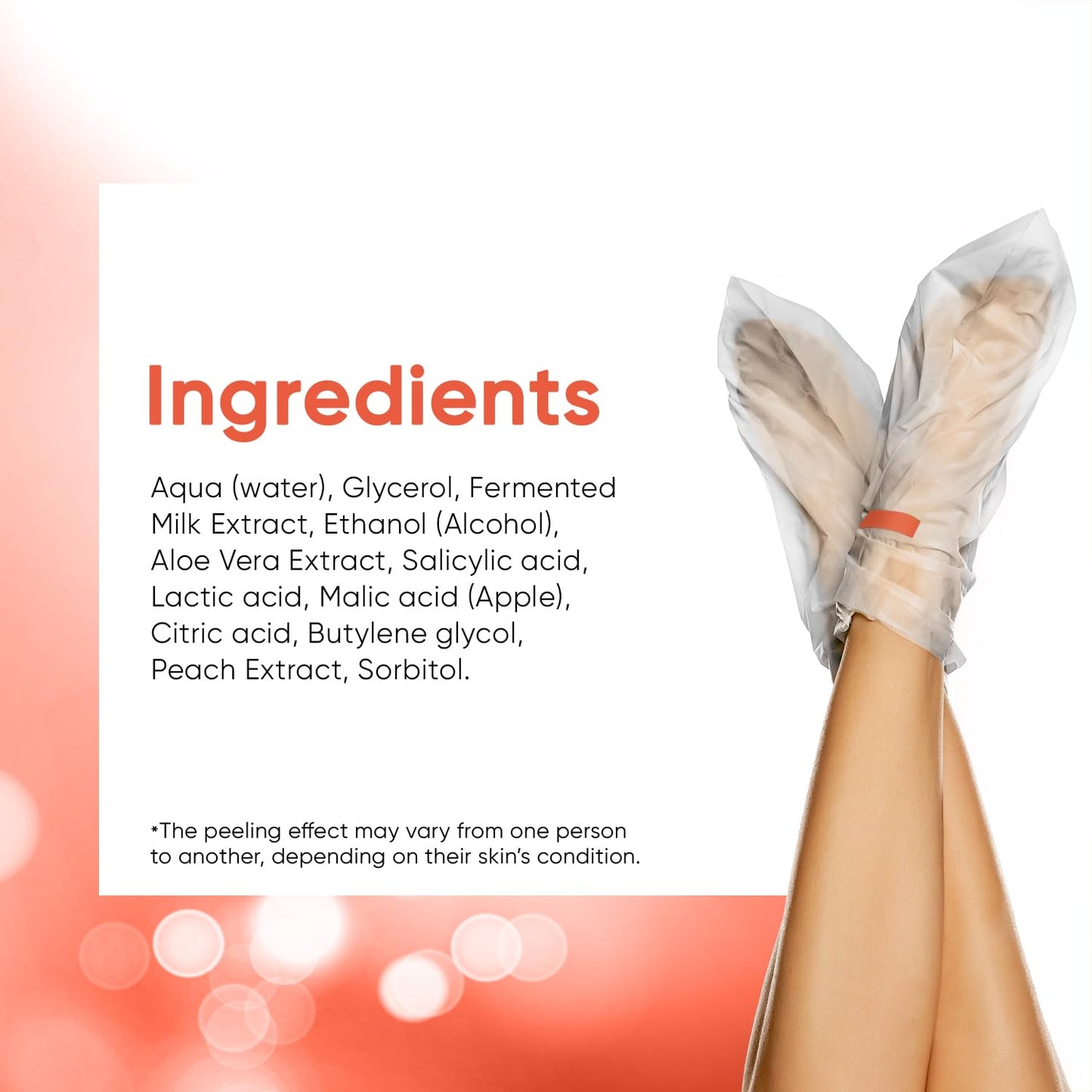 CÉLOR Foot Peeling Mask for Dry Cracked Feet | Foot Mask to Exfoliate Rough, Cracked, Dry Feet, Calluses for Soft Baby Feet Results | Made with Aloe Vera Extract for Women & Men (2 Pairs) | Peach