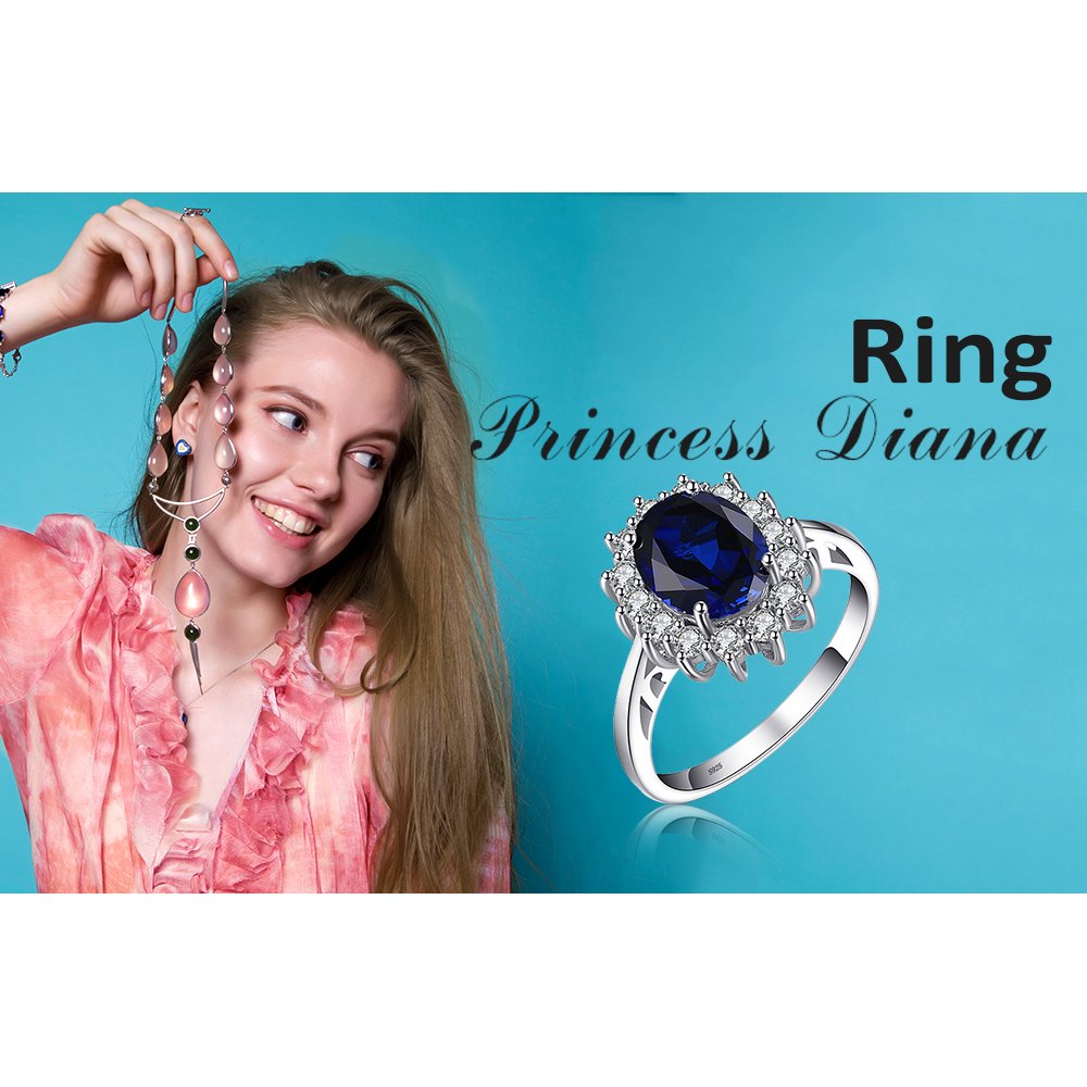 JewelryPalace Princess Diana William Kate Middleton Gemstones Birthstone Halo Solitaire Engagement Rings For Women For Women 925 Sterling Silver Ring Multicolor