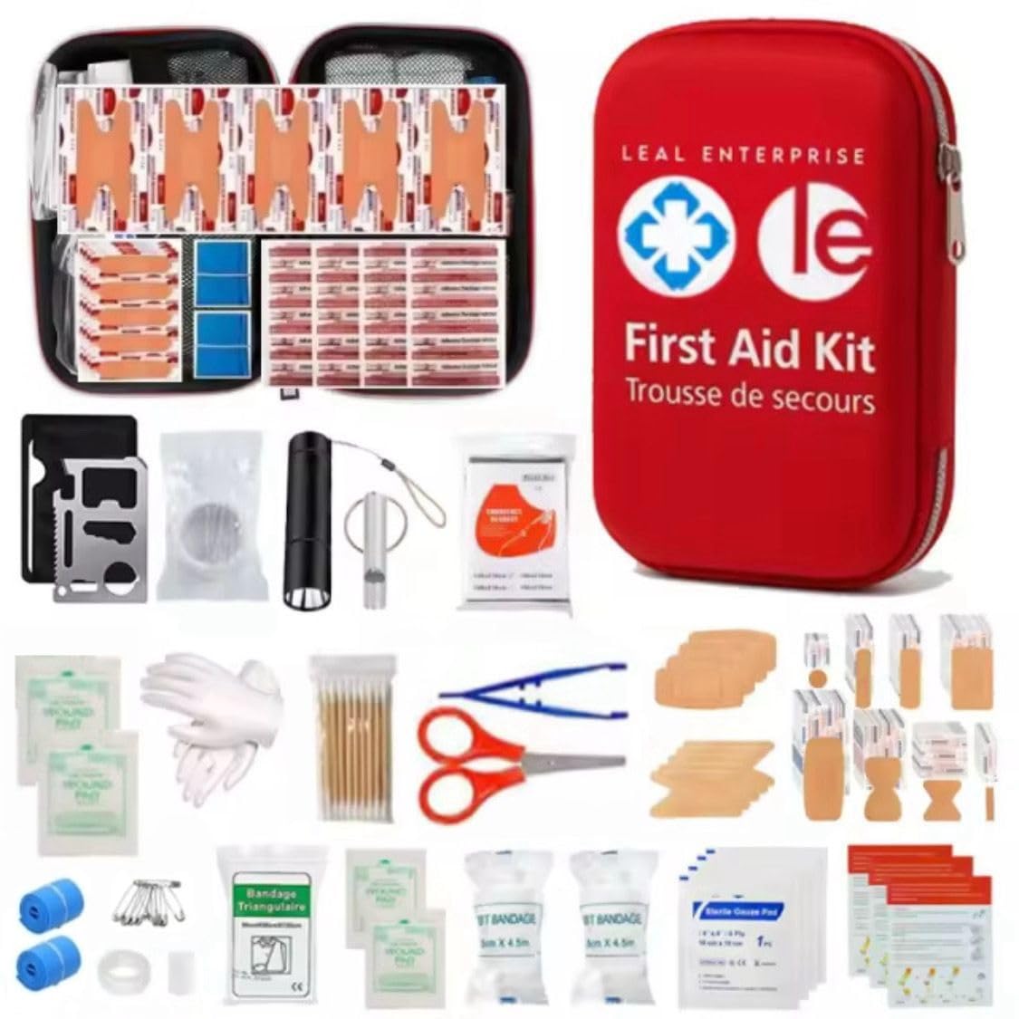 First Aid Kit 301 Piece - Fully Stocked Survival Emergency Kit for Home, Car, Camping, Workplace, Outdoor Travel & Family Preparedness