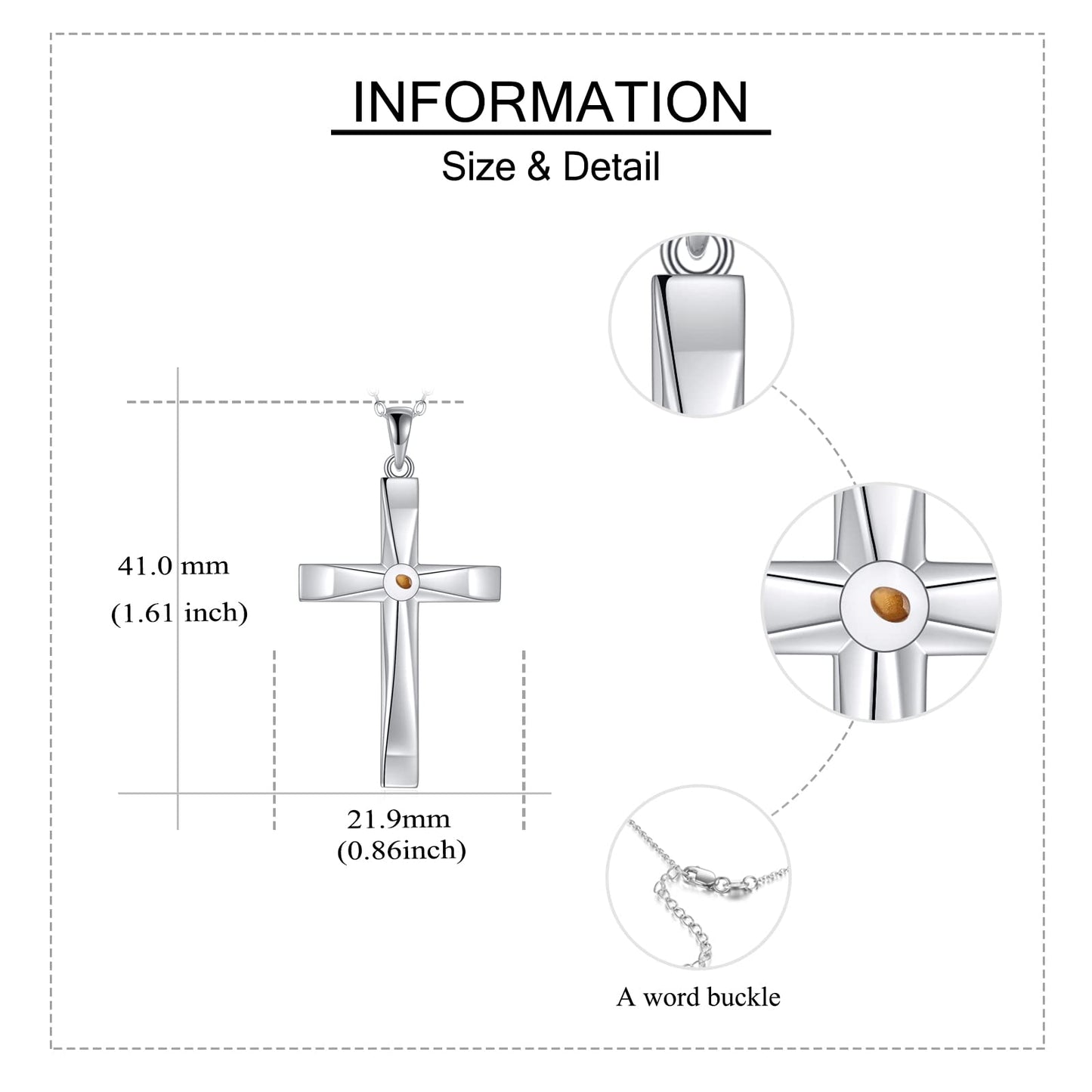 ONEFINITY Religious Cross Pendant Necklace Sterling Silver Origami Cross Pendant Gifts for Women Men Jewelry (Mustard Seed Cross)