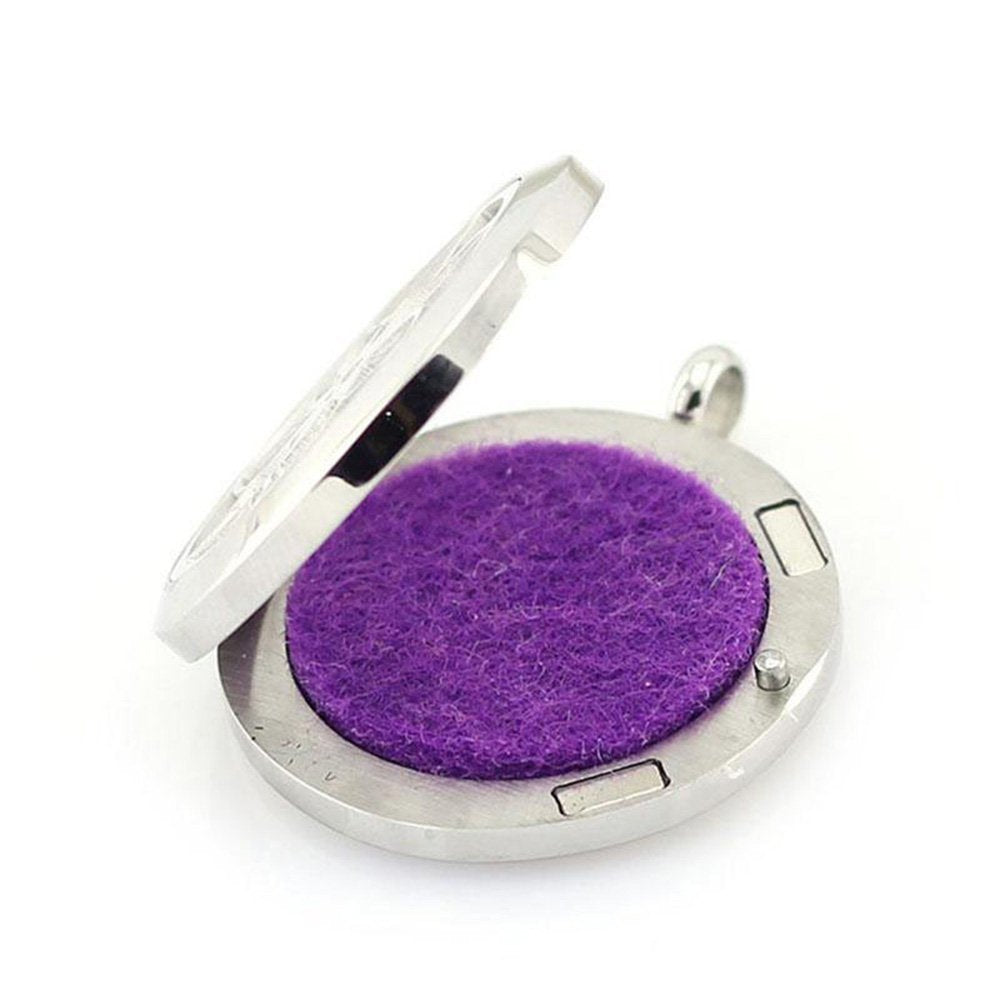 Aromatherapy Essential Oil Diffuser Necklace 316L Stainless Steel Locket Pendant with 24 Inch Chain (Cat)