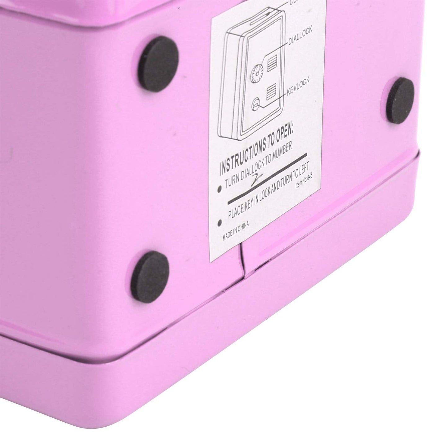 Kid's Bank Locker Safe, Metal Kids Safe Money Bank with Single Digit Combination Lock and Key, Built in Pullable Change Storage Box, 7.1x4.7x3.9 Inch Piggy Bank for Kids Birthday Gift(Pink)
