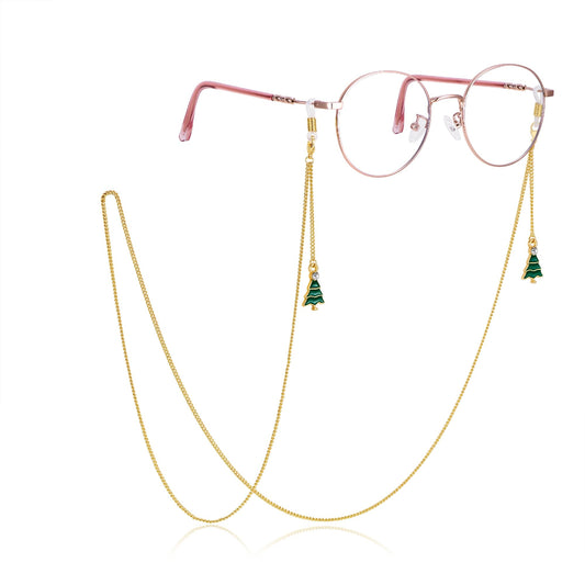 AllenCOCO Christmas Tree Glasses Chain, Glasses Strap For Women Sunglasses - 14K Gold Eyeglasses Chain, Eye Glasses Holders Around Neck