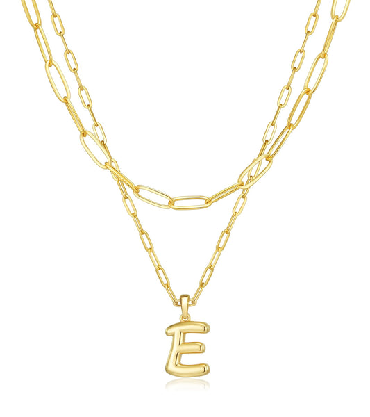 adoyi Gold Heart Initial Necklaces for Women Hers Dainty 14K Gold Plated Heart Layered Letter E Pendant Necklace Stack Jewelry Birthday Valentines Gifts for Women Mom and Wife