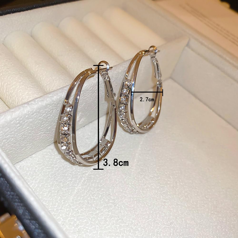 2 Pairs Lymphatic Drainage Slimming Hoop Earrings, Lymphvity Activity Germanium Acupuncture Therapy Hoop Earrings Fashion Jewelry Gift For Women Men (silver+silver)