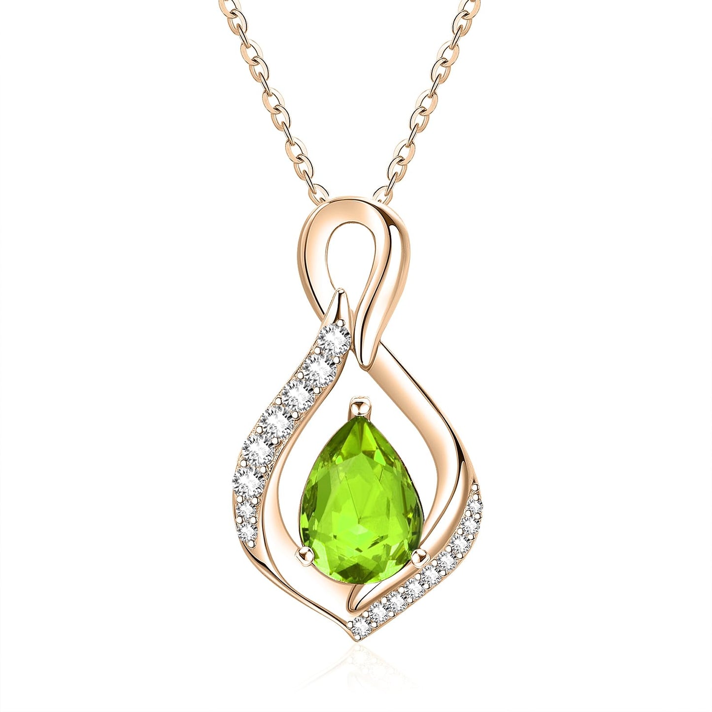JIYVY32 Peridot Infinity Necklace for Women August Birthstone Necklaces Rose Gold Plating Anniversary Birthday Gifts for Wife Her Mom Girlfriend Birthstone Jewelry Gifts for Women