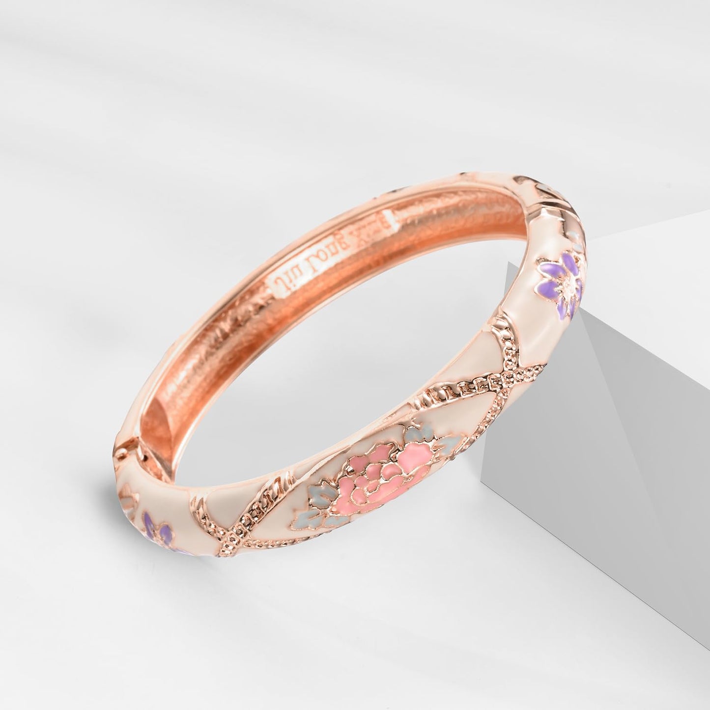 UJOY Fashion Bracelet Colorful Enameled Sunflower Cuff Bangle Cloisonne Bracelets Jewelry Gift for Women 55A128 Cream White
