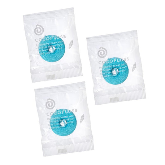 Cocofloss Expanding Woven Dental Floss Refill by Cocolab, Waxed Tooth Floss for Daily Oral Care, Coconut Oil Infused, Vegan, for Adults and Kids, Mint Scent, 3 Pack Refills