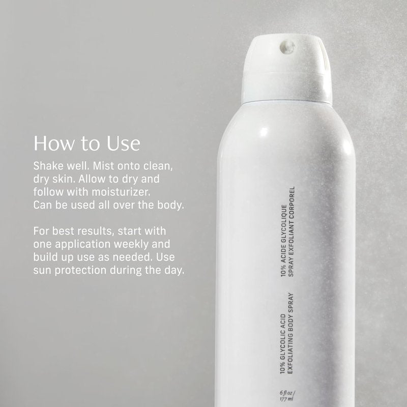 Cyklar Glycolic Acid Exfoliating Body Spray – 10% AHA Toner for Face & Body. Skin-Smoothing Spray with Peptides & Enzymes – Fragrance-Free, 6 fl oz