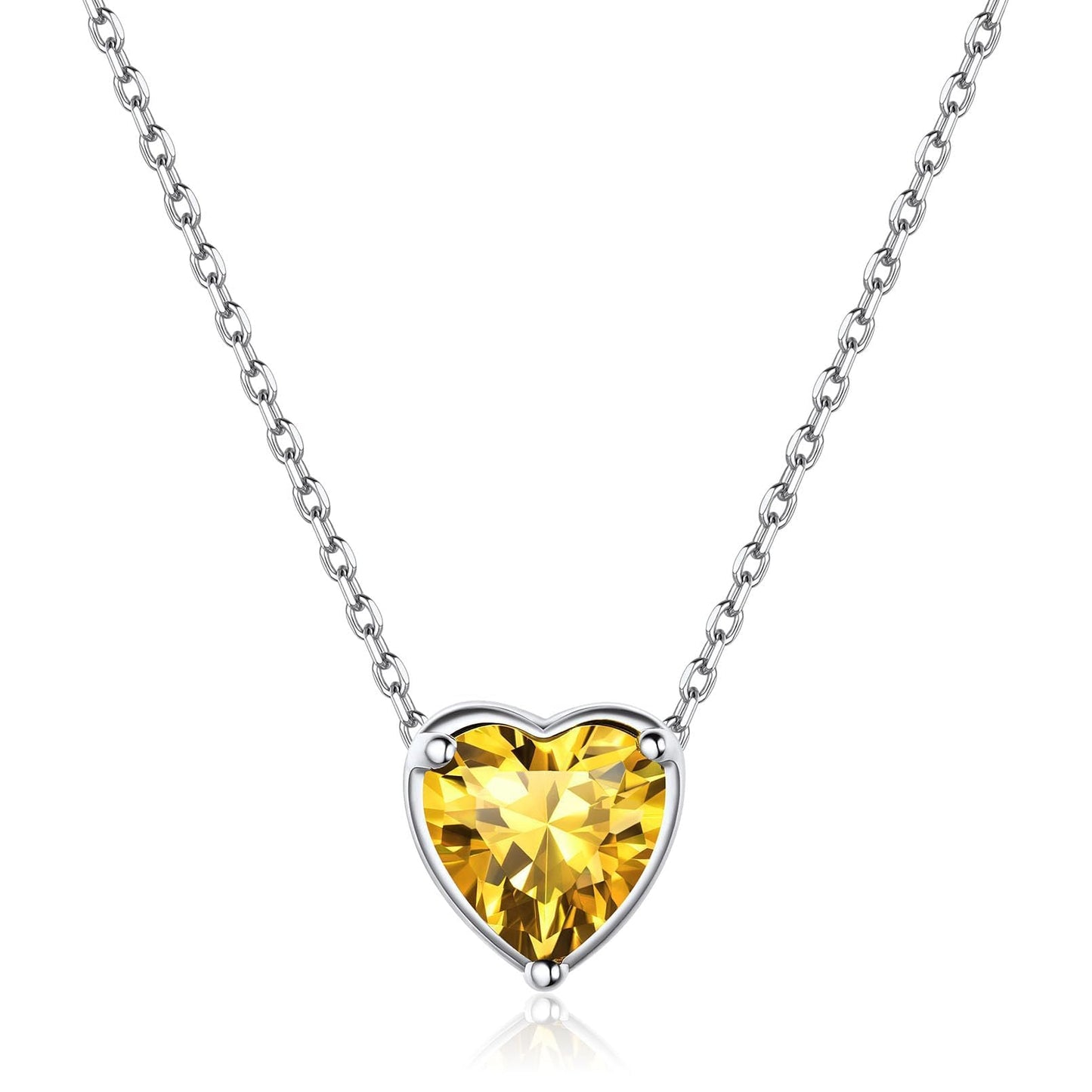ChicSilver Women November Birthstone Necklace 925 Sterling Silver Small Cubiz Zirconia Topaz Pendant Heart Pendant Necklace for Women