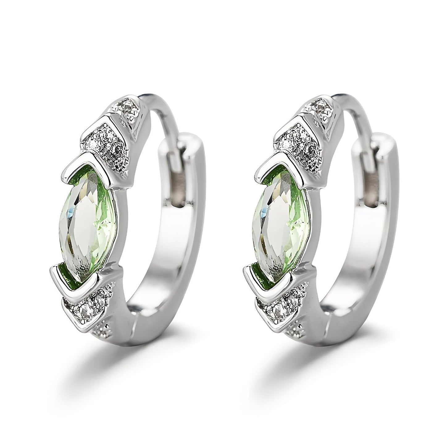 Lymphatic Drainage Slimming Hoop Earrings, Titanium Ion Lymphvity Germanium Acupuncture Therapy Moissanite Earrings Bloodstream Lymph Nodes CZ Jewelry for Women Men (Green-A)