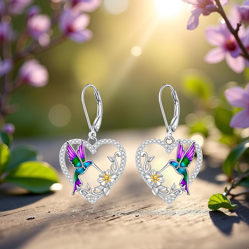 Hummingbird Earrings for Women Sterling Silver Hummingbird Earrings Dangle Jewelry Gifts Memorial Birthday Gifts