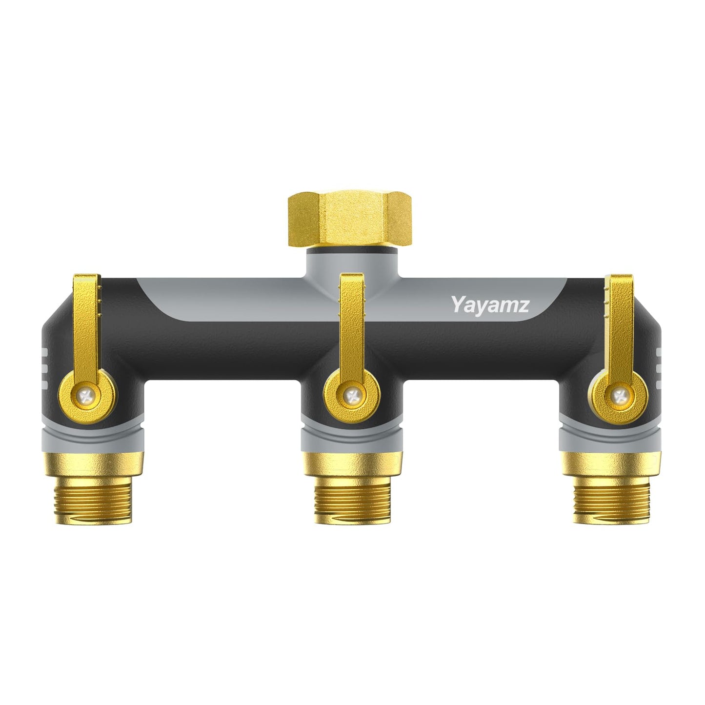 3 Way Garden Hose Splitter,High Flow Outdoor Faucet Splitter,Hose Splitter with Independent Shut Off Valves,Wide Spacing for Hose Timers,Sprinklers,Lawn,Yard and Garden Watering