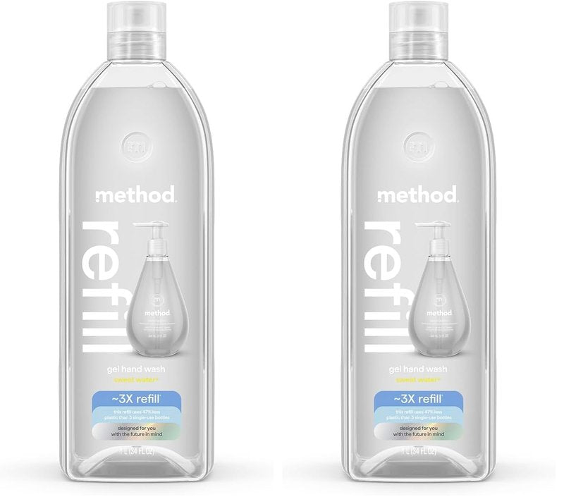Method Gel Hand Soap, Refill, Sweet Water, 34 oz (Packaging May Vary) (Pack of 2)