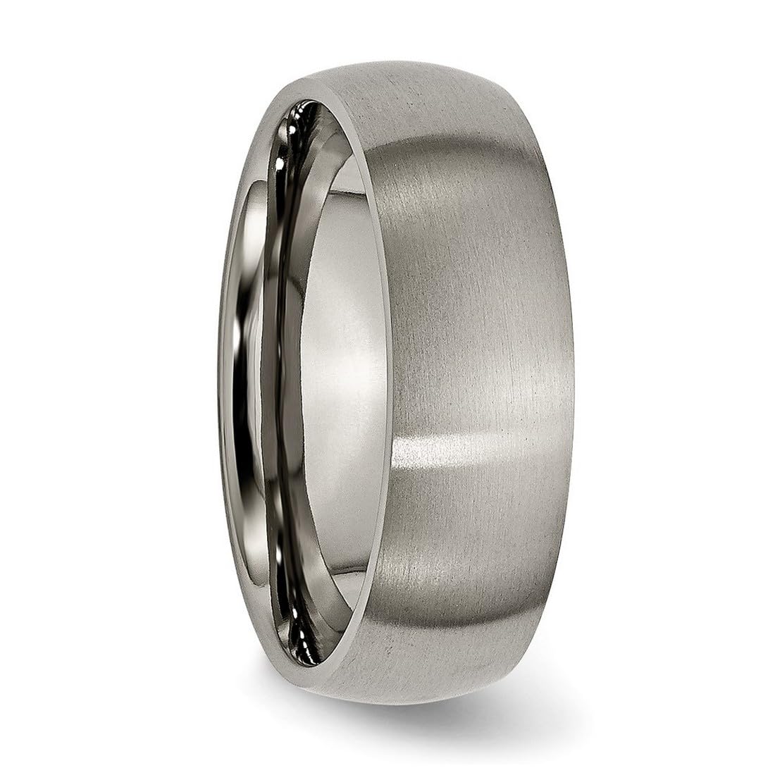 JewelryWeb Titanium Half Round 7mm Brushed Band Ring Size 15 Ring for Women and Men