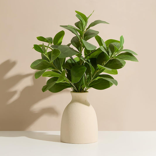 Amore Florals 16" Artificial Eucalyptus Stems Potted Plant Indoor Fake Plants - Realistic Greenery with Vase, Small Artificial Office Desk Plants in Pots for Home Decor Weddings Centerpieces