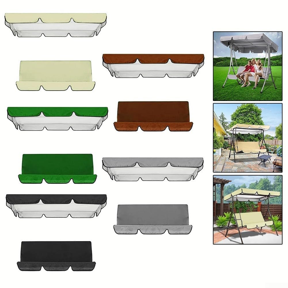 Cloudpower Outdoor Patio Swing Chair Canopy Replacement, Porch Swing Seat Canopy Cover, Waterproof Windproof Heavy Duty Rip Proof Garden Top Cover, Garden Furniture Covers(Brown 164x114x15cm)