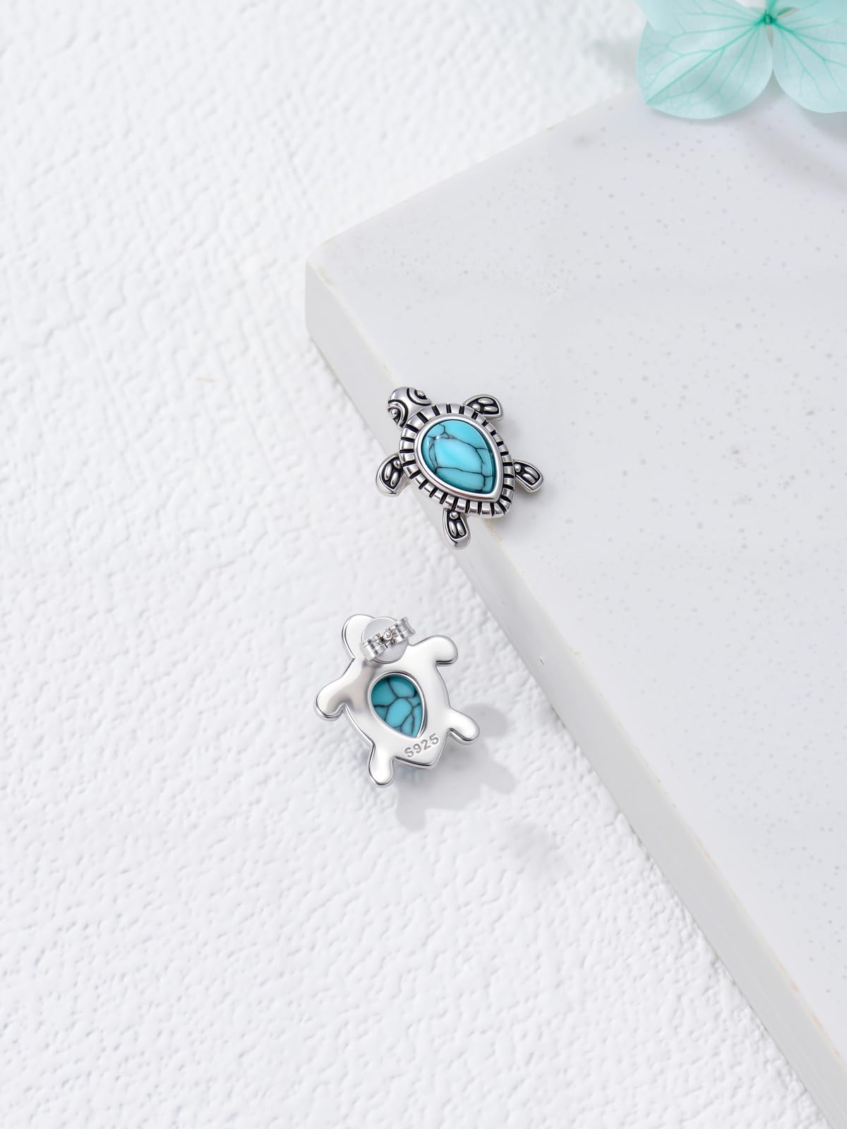 WINNICACA Sea Turtle Stud Earrings Turquoise Earrings 925 Sterling Silver Ocean Jewelry Hypoallergenic Gift for Sensitive Ears Mothers Day Gifts for Mom Wife