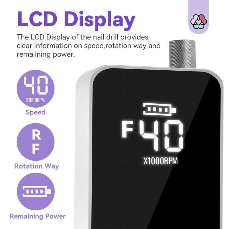 SAVILAND Plus Electric Nail Drill Professional: 40000 RPM High Speed Electric Nail File with Coreless Motor Rechargeable Nail Drill for 14 H Battery Life to Quick Acrylic Nails Gel Polishing Removing