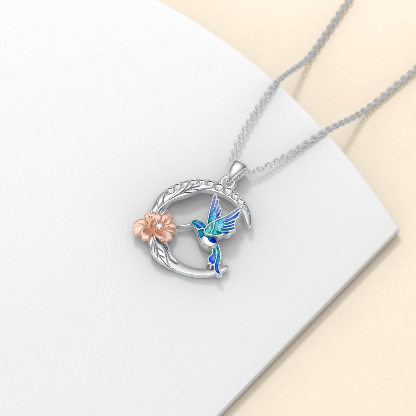 LWXIE Diamond Hummingbird Necklace for Women 925 Sterling Silver Hummingbird Pendant Necklace Animal Jewelry Christmas Birthday Gifts for Mom Wife Girlfriend