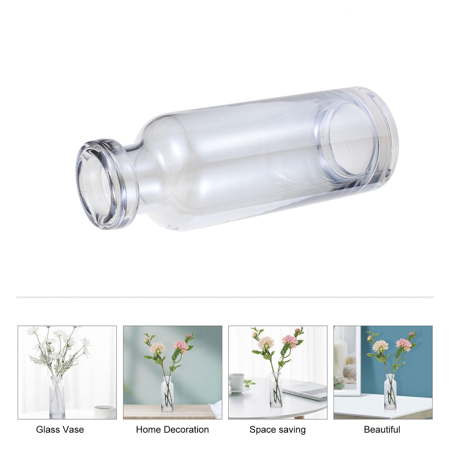 Toyvian Glass Hydroponic Vase for Desktop Plants, Small Ocean Blue Glass Planter, Home and Garden Decoration Terrarium