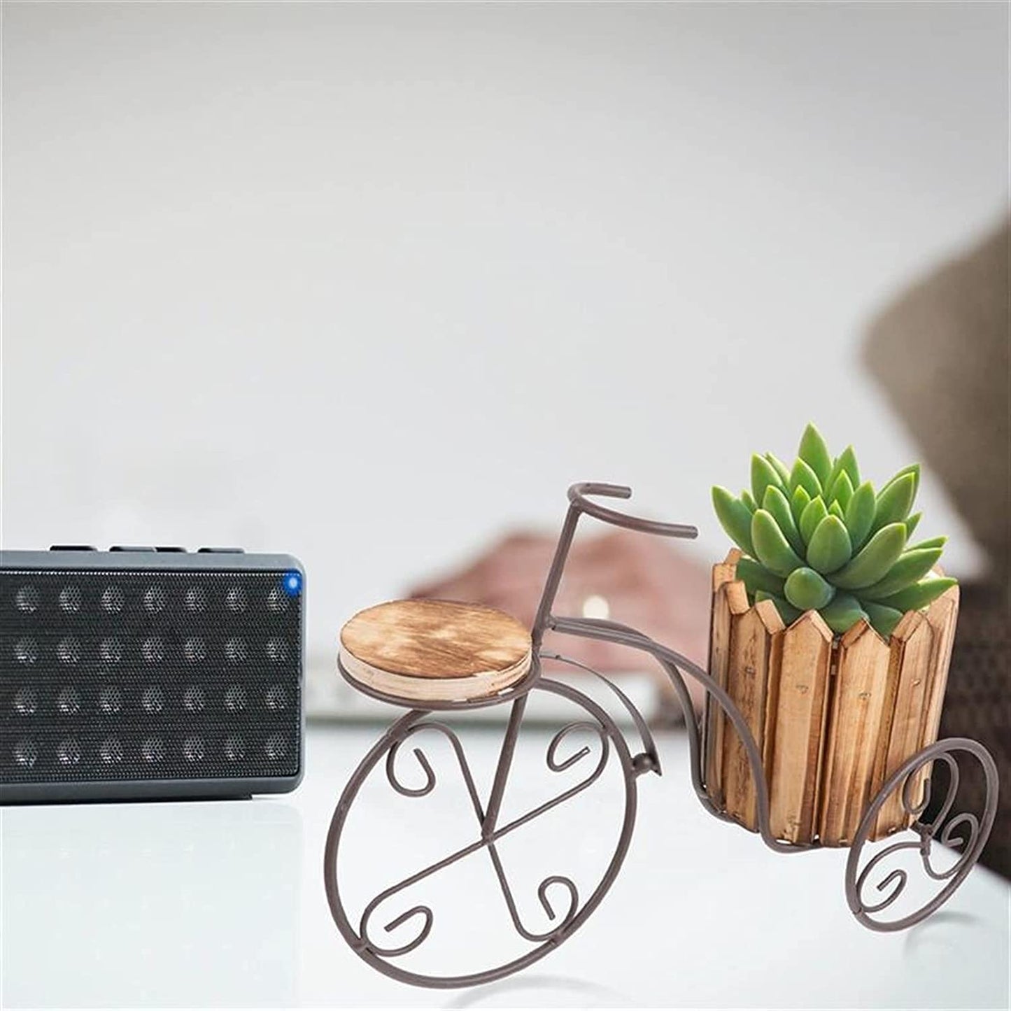 ZEELYDE Plant Stand,Wrought Iron Bike Plant Stand Rustic Style Bicycle Flower Pot Cart Holder Flower Basket Home Garden Desktop Decoration Flower Shelf
