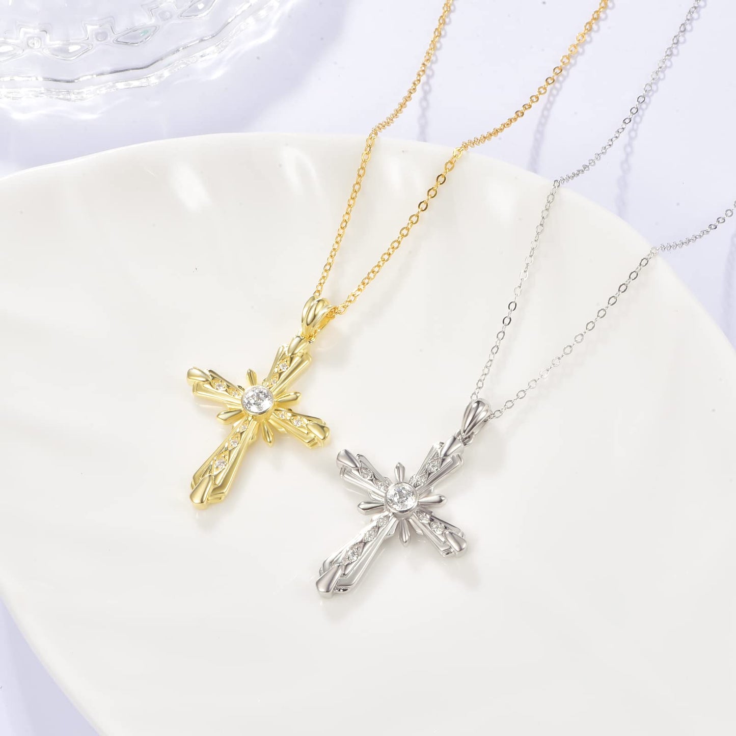 Dreamboat Sterling Silver Cross Necklace for Womens Cross Pendant Crucifix Necklace Faith Christian Jewelry Confirmation Religious Gifts for Mom