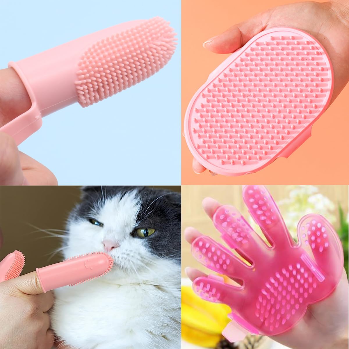 9PCS Pet Gromming Kit，Cleaning Brush Removes Loose Hair, Pet Bath Brush,Shampoo Brush, Nail Clipper, Flea Comb for Dogs&Cats and Small Animal Grooming Kit.
