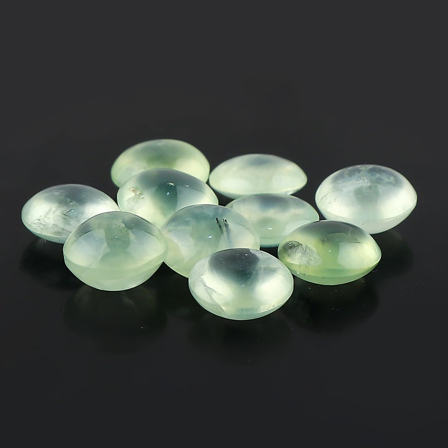 ColouredRocks Prehnite (35cts) (10pcs) (10mm) Natural Cabochon Crystals, Loose Gemstone, Wholesale Polished Supply, Jewelry Making, Chakra Healing Stone, DIY Craft, Gem Collection