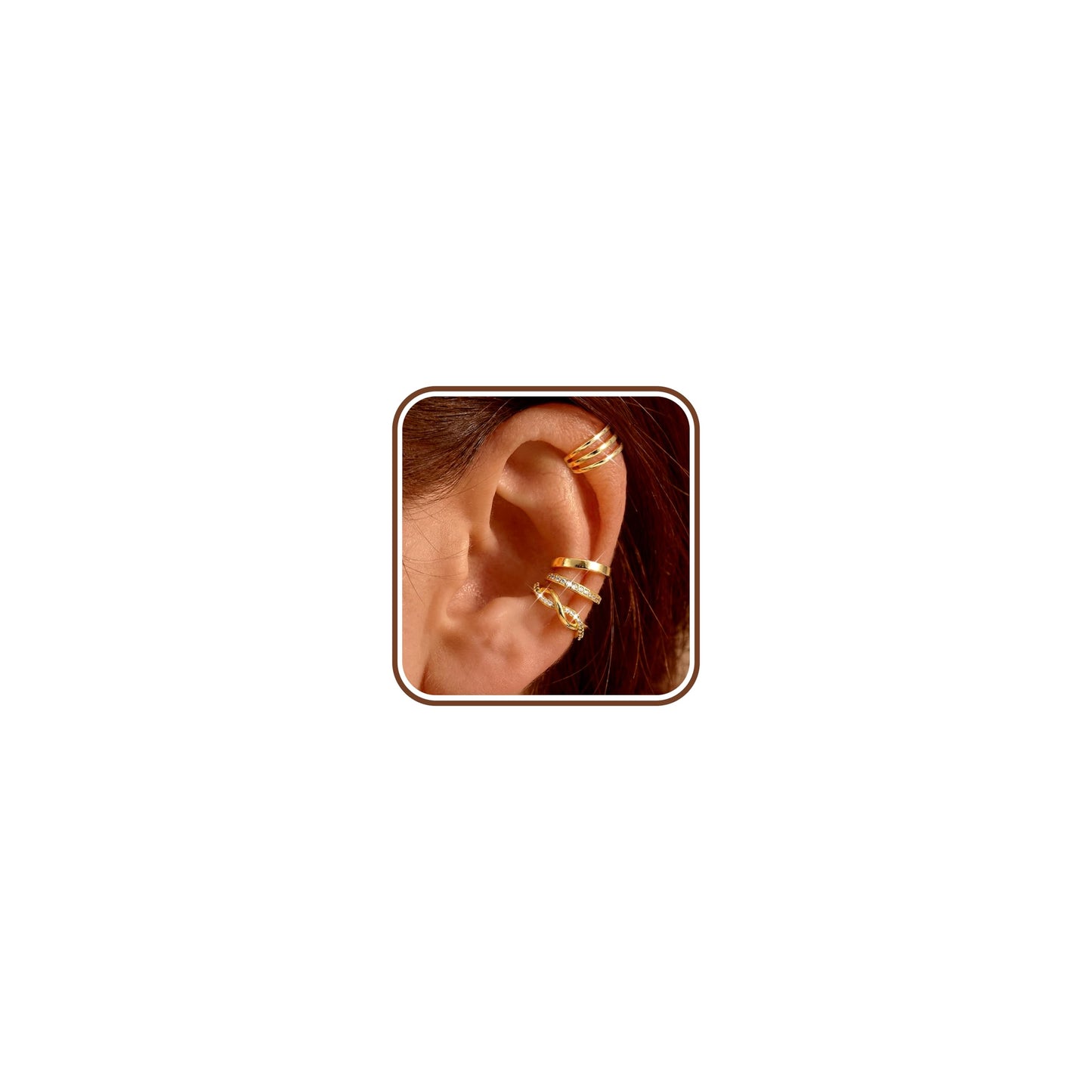 4 Pairs Ear Cuffs Non Piercing - 14K Gold Plated Ear Cuffs Earrings for Women Trendy Ear Cuff for Non Pierced Ears Clip On Carrtilage Earring Lightweight Adjustable Fake Earrings Set Classic
