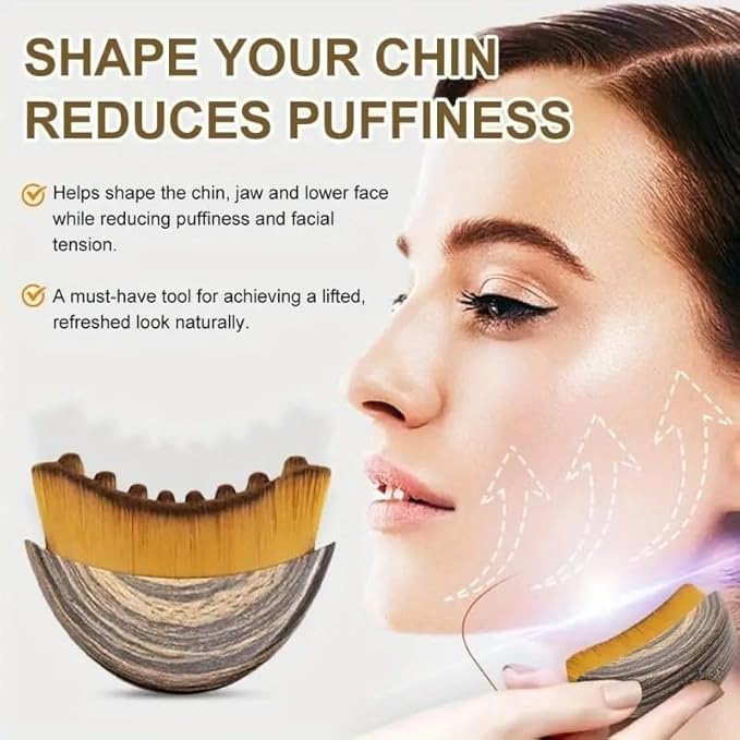 Lymphatic Contour Face Brush Drainage Massager Dry Sculpting Gua Sha Facial Depuffer Tool Massage Skin Lifting Beauty Appliance (1, Brown)