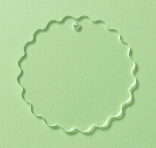 15PCS Clear Blank Acrylic Scallop Acrylic Circle Ornaments Accessories Laser Cut Blank Acrylic Keychain Accessory (Clear, 2.5")