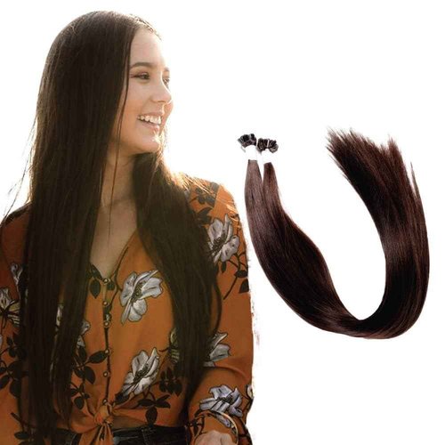 U Tip Hair Extensions by Everlong, Remy Human Hair, Fusion Glue Adhesive Method, Premium Keratin 56 gram Bundles, 22" #2 Darkest Brown