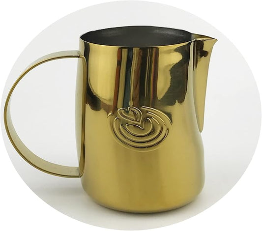Barista Swag Curved Body Coffee Milk Frothing Cup for Espresso Machines Latte Art 500ml Steaming Pitchers (Mirror Gold)